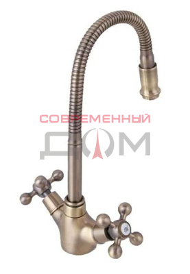 Кух.смеситель FRAP F4319-4 гибкий излив, с кран-буксой